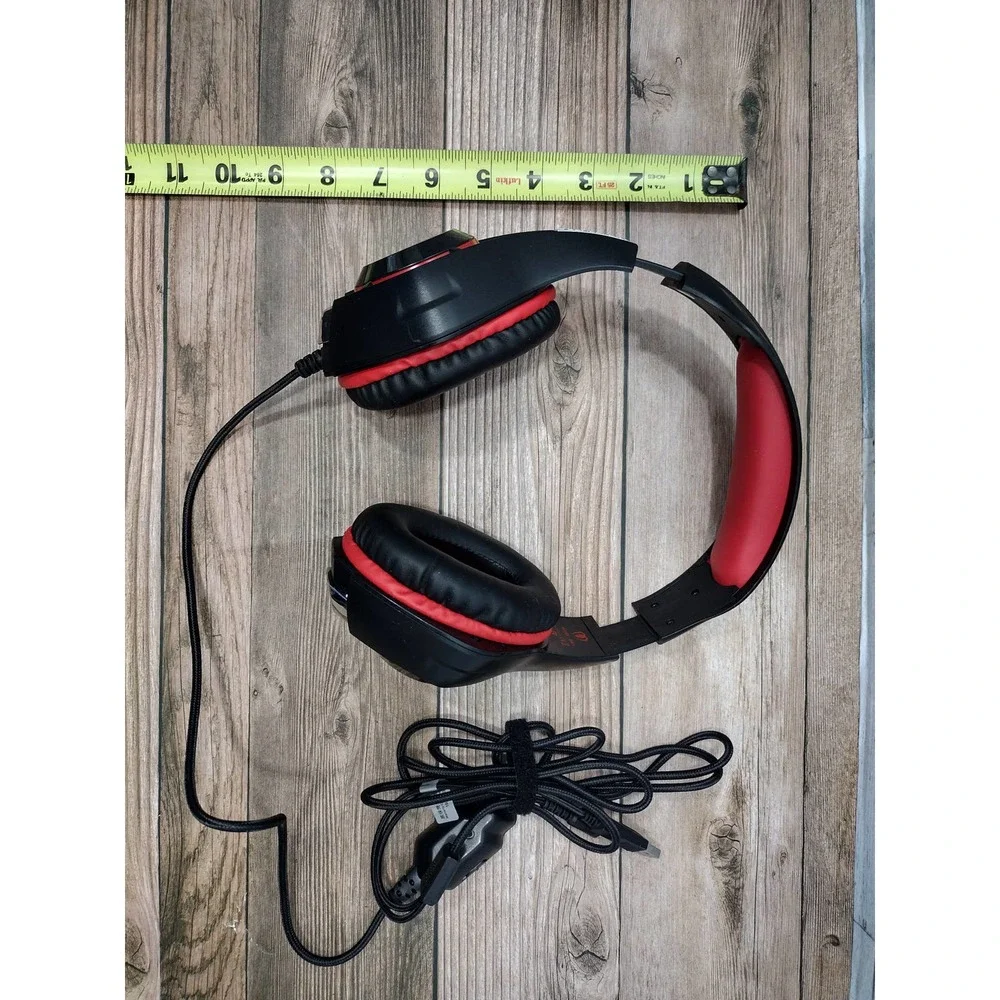 Beexcellent GM-1 LED Stereo Wired Gaming Headset w/ Mic! Red/Black-Retail $39!